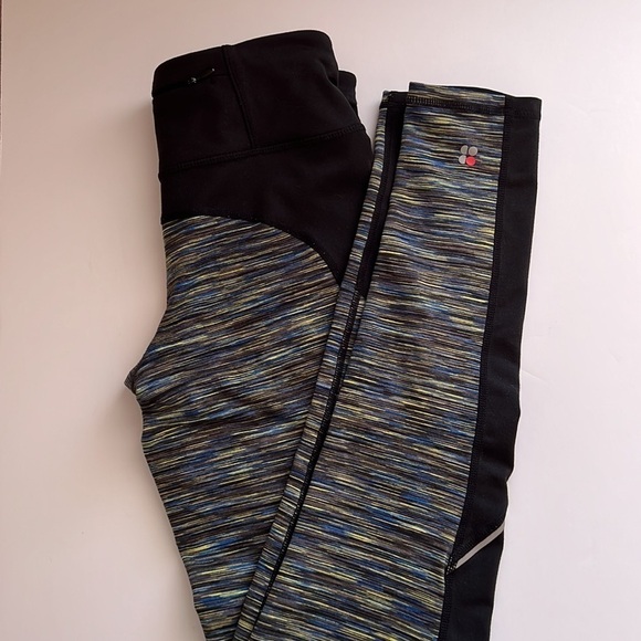 Sweaty Betty leggings size XS black/blue/yellow - Picture 5 of 6